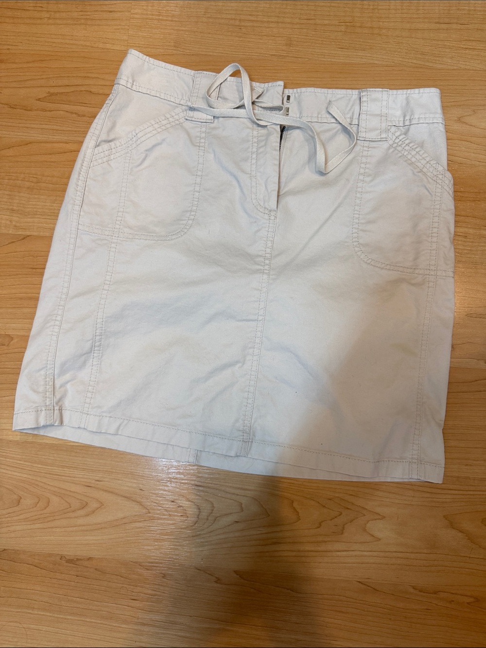 Ann Taylor Casual Drawstring Skirt in Light Beige